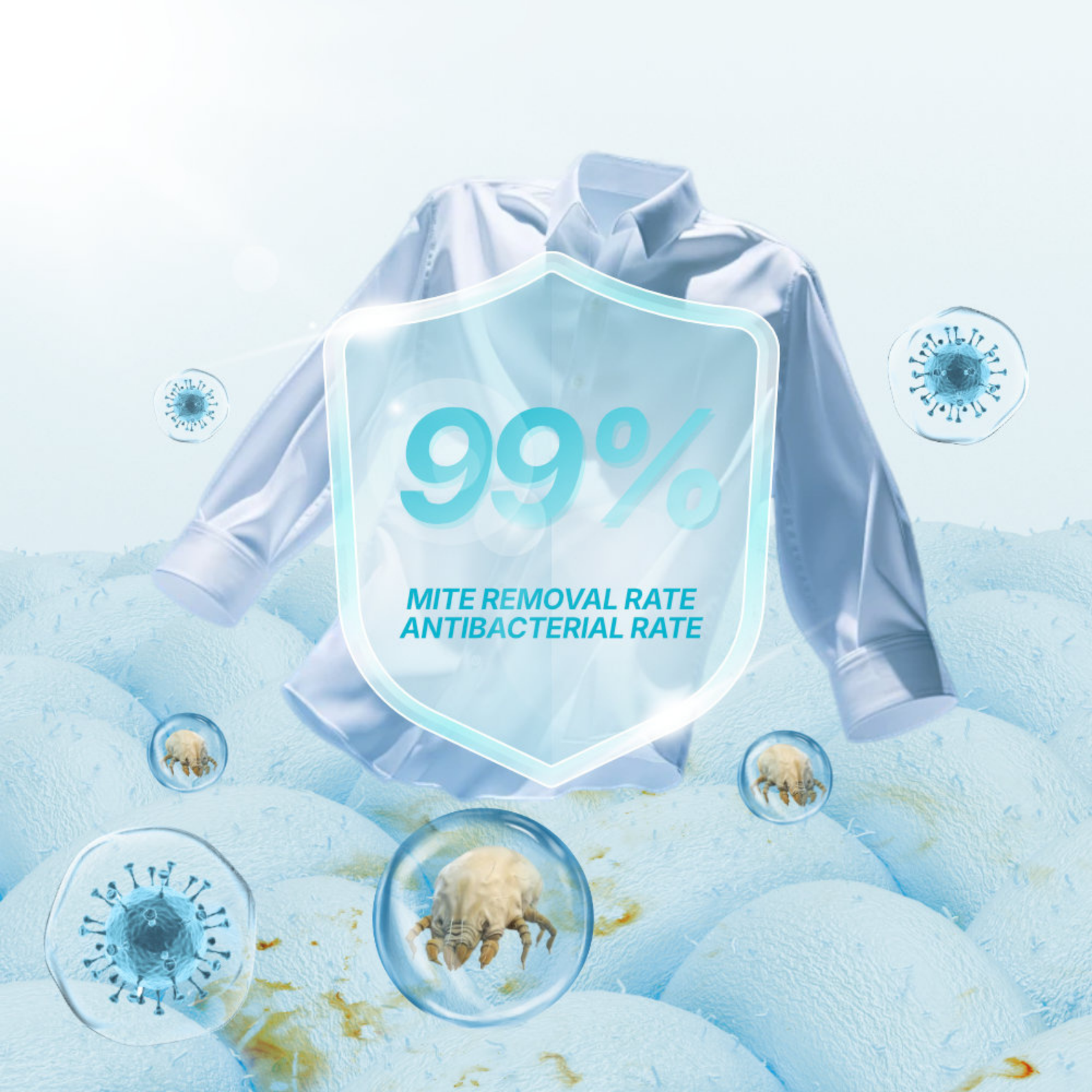 99% Mite Removal & Antibacterial Protection