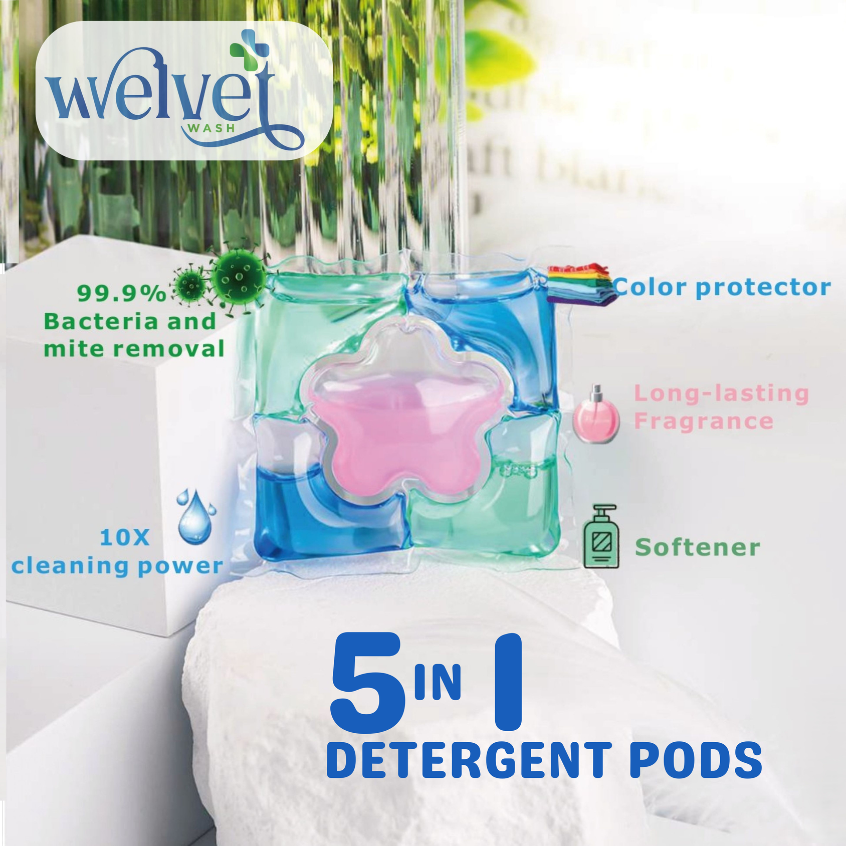 WelvetWash 5-in-1 Detergent Pods