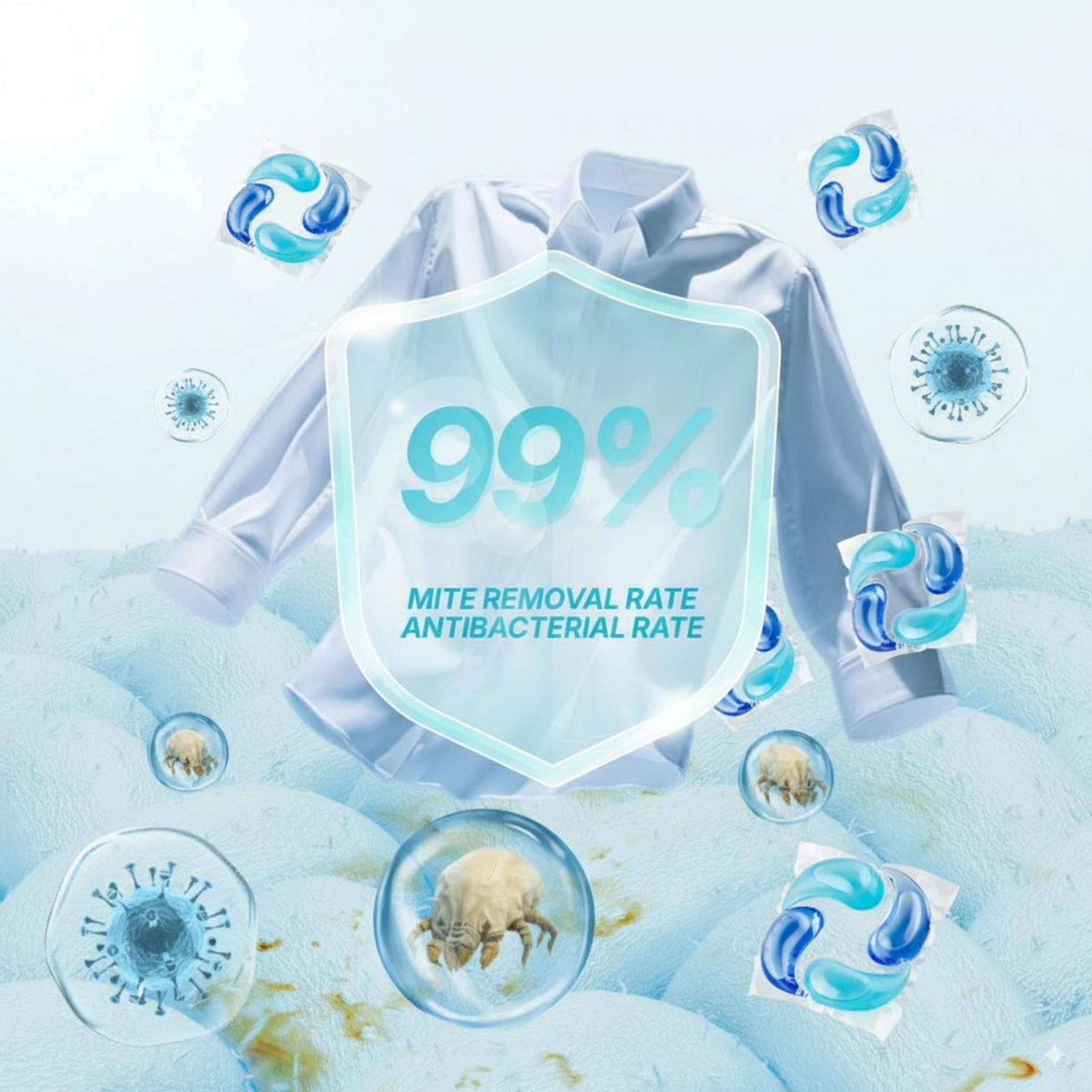 99% Mite Removal & Antibacterial Protection